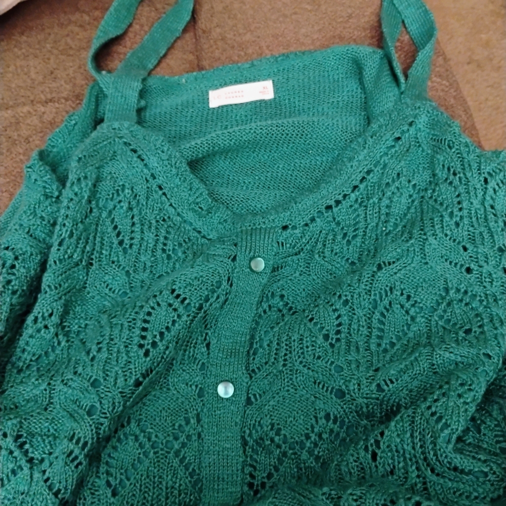 LC Lauren Conrad Emerald Lace Cardigan